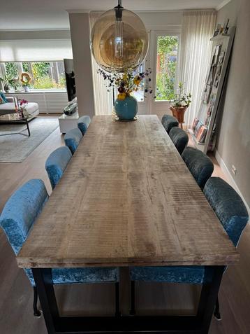 Eleonora, mangohouten tafel met industrieel onderstel  beschikbaar voor biedingen