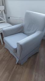 Grijze Fauteuil  Jennylund met Ruitjesbekleding, Huis en Inrichting, Fauteuils, Ophalen, 75 tot 100 cm, 75 tot 100 cm, Stof