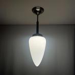 OPRUIMING Art deco chroom hanglamp menhir mat opaal glas, Huis en Inrichting, 50 tot 75 cm, Art deco, Glas, Menhir