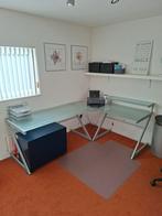 Glazen Hoekbureau - Zilver Frame, Ophalen, Gebruikt, Bureau