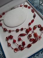 1)Fraaie vintage ketting met handgemaakte murano glaskralen, Verzenden, Nieuw, Rood, Overige materialen