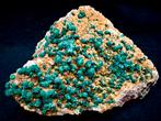 Malachiet op calciet - Katanga, Congo, Ophalen of Verzenden, Mineraal
