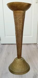 hoge messing gecanneleerde vaas, Antiek en Kunst, Ophalen of Verzenden