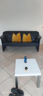 Donker blauwe leren comfortabele bank, Huis en Inrichting, Banken | Bankstellen, Ophalen, Gebruikt, 75 tot 100 cm, Leer