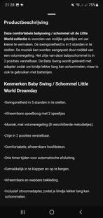 Elektrische schommelstoel baby swing, Ophalen of Verzenden