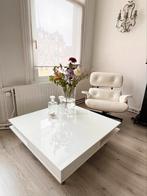 Prachtige hoogglans witte salontafel modern design, 50 tot 100 cm, Gebruikt, Ophalen of Verzenden, Vierkant