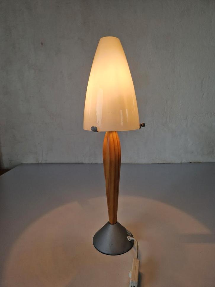 Vintage mushroom tafel lamp raket design., Huis en Inrichting, Lampen | Tafellampen, 50 tot 75 cm, Hout, Ophalen of Verzenden