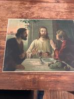 Gratis  prent Laatste Avondmaal op karton met zegelmerk J, Antiek en Kunst, Antiek | Religie, Ophalen