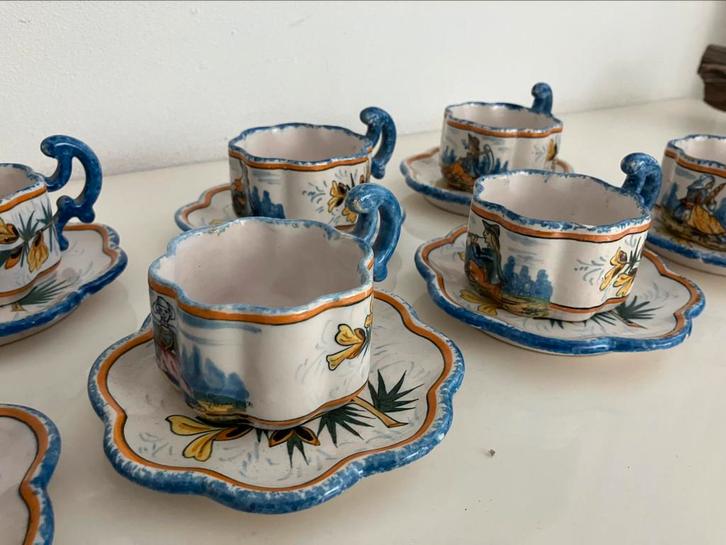 Henriot Quimper 8x kop schotel koffie antiek zeldzaam, Antiek en Kunst, Antiek | Servies compleet, Ophalen