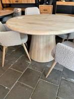 Schitterende ronde houten eethoek – inclusief 4 stoelen!, 100 tot 150 cm, Rond, Nieuw, Ophalen of Verzenden