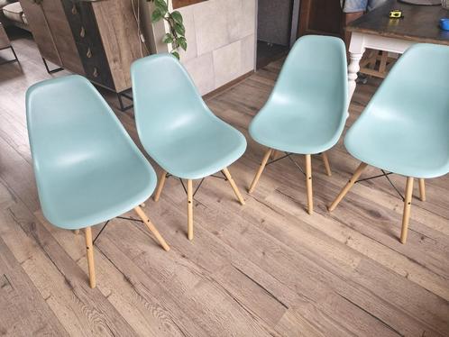 4 eetkamerstoelen, Huis en Inrichting, Stoelen, Gebruikt, Vier, Hout, Kunststof, Overige kleuren, Ophalen
