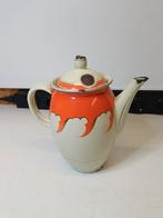 Vintage Emaille Koffiepot Crème/Oranje/Goud / 447, Ophalen of Verzenden