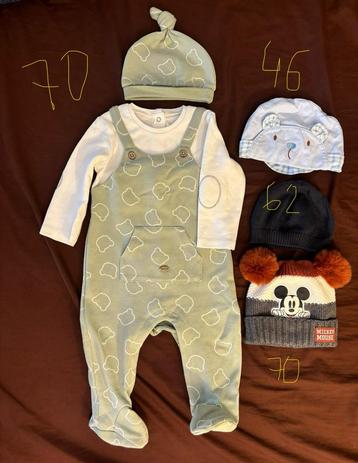 Baby set (body + jumpsuit + hat) - size 70 + 3 hats beschikbaar voor biedingen