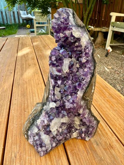 Amethist met calciet, Verzamelen, Mineralen en Fossielen, Mineraal, Ophalen of Verzenden