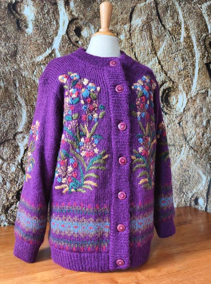 💖Prachtig windstopper geborduurde mohair vest L, Kleding | Dames, Truien en Vesten, Nieuw, Maat 42/44 (L), Blauw, Ophalen of Verzenden