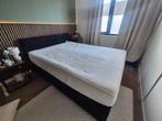 Boxspring 1.60x2.10 traagschuim/gelmatras, Ophalen, Gebruikt, Zwart, Tweepersoons