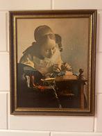 De kantwerkster - Johannes Vermeer (repro in houten lijst), Antiek en Kunst, Ophalen of Verzenden