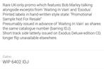 Bfob Marley & The Wailers - Waiting In Vain - Exodus - 7", Gebruikt, Overige genres, 7 inch, Single
