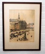 Aquarel Bossche markt, Antiek en Kunst, Kunst | Schilderijen | Klassiek, Ophalen