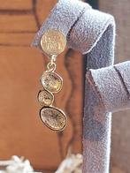 Zilveren geel gouden oorbellen natuur botanisch rendiermos, Hangers, Verzenden, Nieuw, Goud