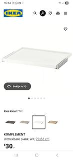 WITTE UITTREKBARE PLANK PAX KLEDINGKAST 75cm, Huis en Inrichting, Kasten | Kledingkasten, Ophalen, Nieuw, 50 tot 100 cm, Minder dan 100 cm