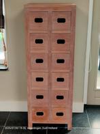 Te koop teakhouten ladekast met 12 lades gevuld met CD's, Huis en Inrichting, Kasten | Ladekasten, Ophalen, Gebruikt, 5 laden of meer