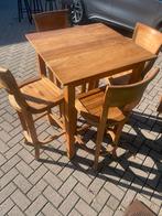 Teakhouten Barset - Ideaal voor kleine ruimtes!, Ophalen of Verzenden, Gebruikt, 4 tot 6 stoelen