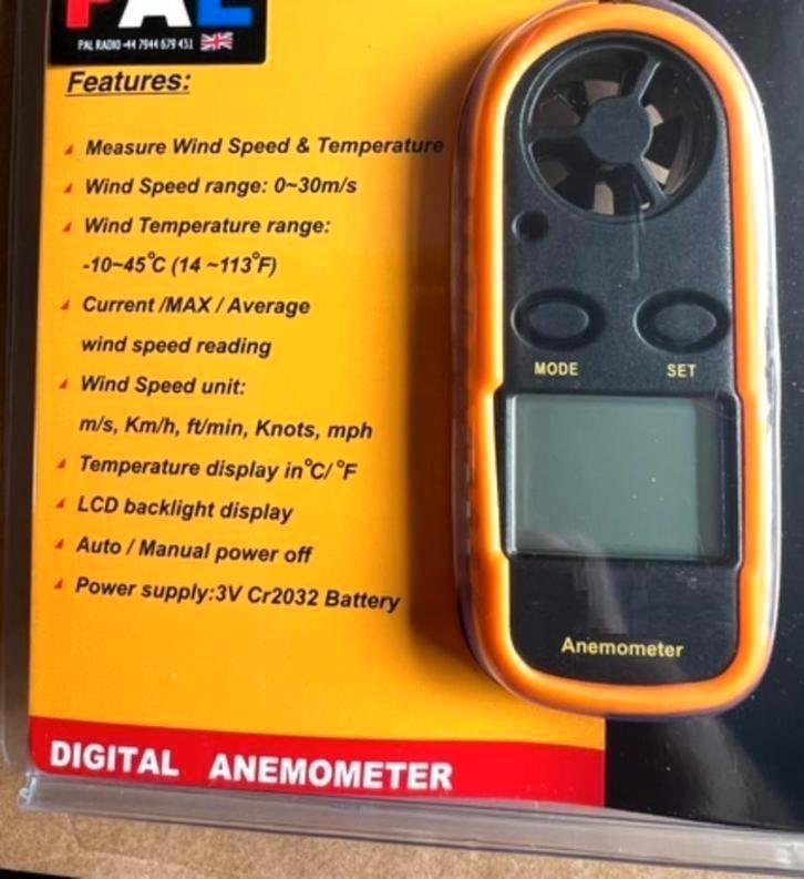 Anemometer windmeter handmatig weerstation windsnelheid, Audio, Tv en Foto, Weerstations en Barometers, Ophalen of Verzenden
