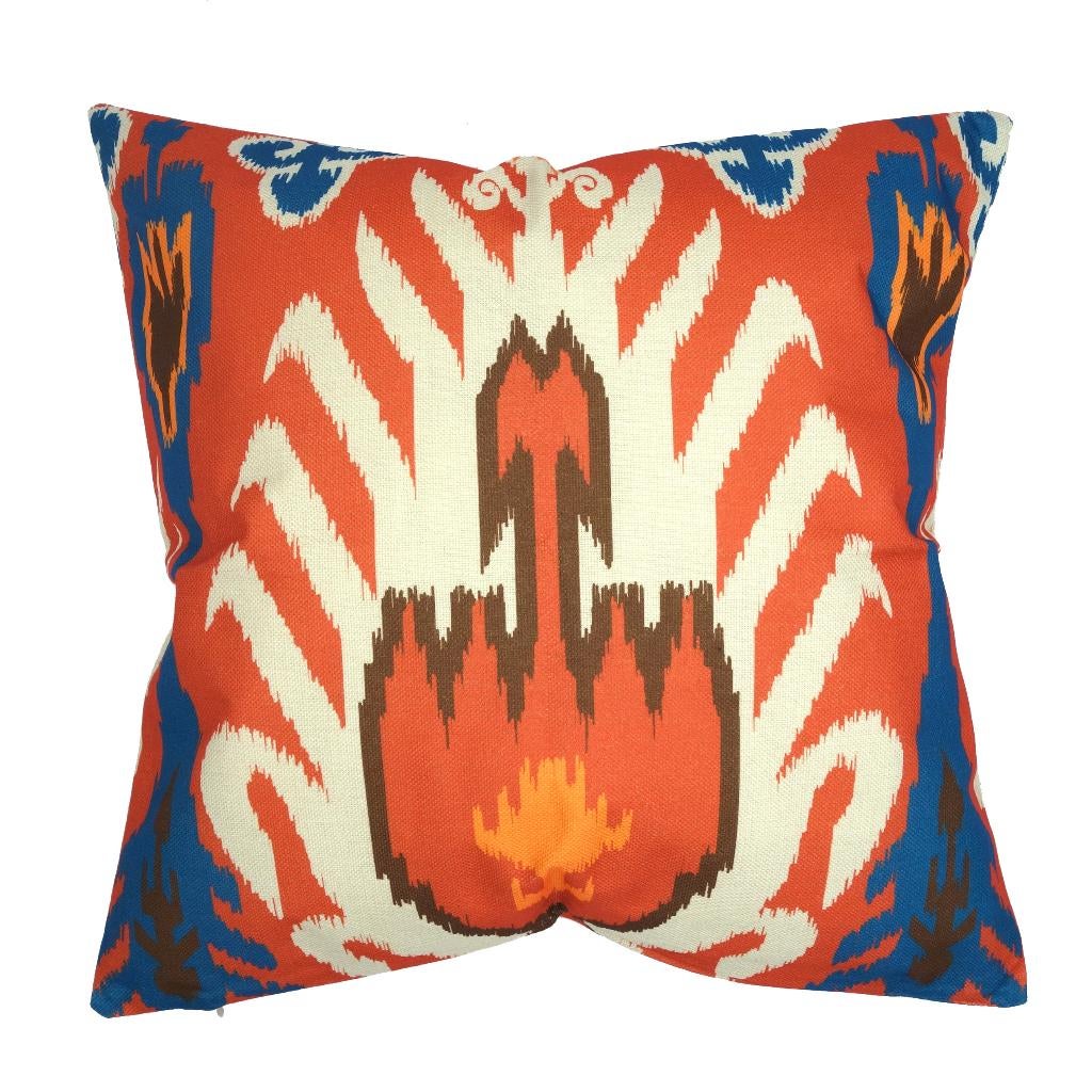 Ikat kussenhoes Nairo oranje linnenlook | 45 x 45 cm, Huis en Inrichting, Dekussenkraam@gmail.com, Verzenden, De kussenkraam, Vierkant