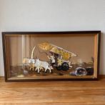 Vintage Parelmoer Schelpen Schilderij, Texas Woonwagen Stier, Ophalen of Verzenden, Gebruikt, 50 tot 75 cm, Minder dan 50 cm