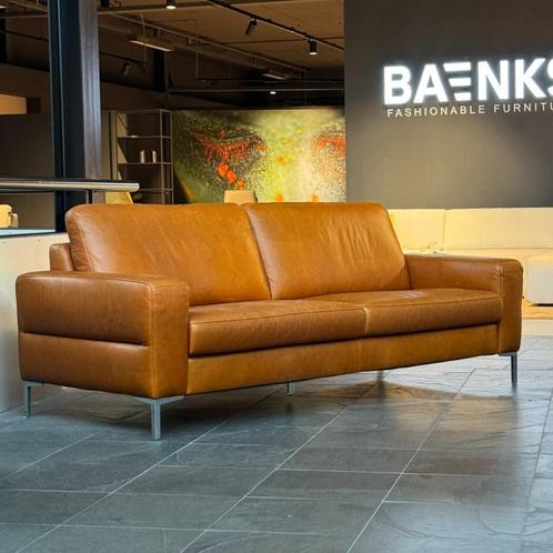 House of Dutchz 3-zitsbank Dutchz 901 Leer Congac, Huis en Inrichting, Banken | Bankstellen, Nieuw, Rechte bank, Driepersoons
