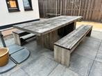 Zware houten tuinset (tot 10personen), Tuin en Terras, Tuinbanken, Ophalen, Gebruikt, Hout