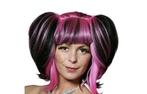 Zwart roze dames pruik carnaval, Carnaval, Ophalen of Verzenden, Zo goed als nieuw, Accessoires