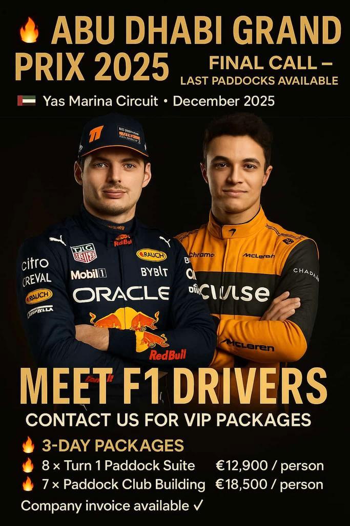 F1 🏎️ Abu Dhabi Vip Hospitality, Paddock, Yachts etc, Tickets en Kaartjes, Evenementen en Festivals, Drie personen of meer