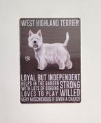 West Highland Terrier hond eigenschappen reclamebord metaal, Dieren en Toebehoren, Info@deconoord.nl, Deco Noord, Nieuw, Ophalen of Verzenden