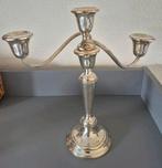 Zware Antieke Verzilverde Kandelaar - Drie Arms, Antiek en Kunst, Ophalen of Verzenden, Zilver