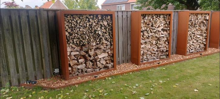 Cortenstaal houtopslag, Tuin en Terras, Tuinhekken en Hekwerk, Zo goed als nieuw, IJzer, Ophalen