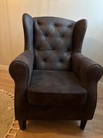 Antraciet Fauteuil met Gecapitonneerde Rugleuning, Huis en Inrichting, Fauteuils, Ophalen, Gebruikt, Stof, 75 tot 100 cm