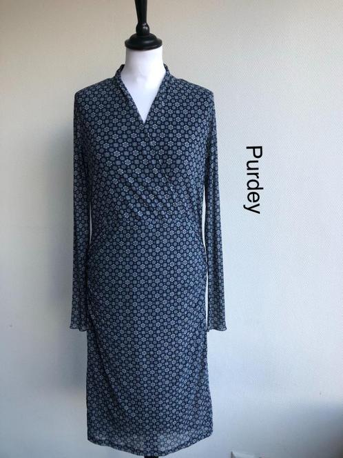 Purdey Jurk  {mt: 36} 6220-12,4, Kleding | Dames, Jurken, Zo goed als nieuw, Maat 36 (S), Blauw, Knielengte, Ophalen of Verzenden