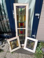 Drie keer glas-in-lood rond 1930, Ophalen, Gevelraam of Ruit, Gebruikt, 160 cm of meer