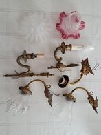 5  diverse wandlampen, 4 glazen kappen, Antiek en Kunst, Ophalen of Verzenden