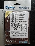SHEENA DOUGLAS RUBBER STEMPELS TEKSTEN VLINDER JOURNALING, Ophalen of Verzenden, Zo goed als nieuw, EZ-mounted stempel
