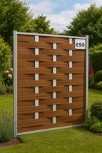 Moderne Composiet Schutting Lamellen Teak 180x180 - OP=OP!, Kunststof, 1 tot 2 meter, Minder dan 3 meter, Nieuw