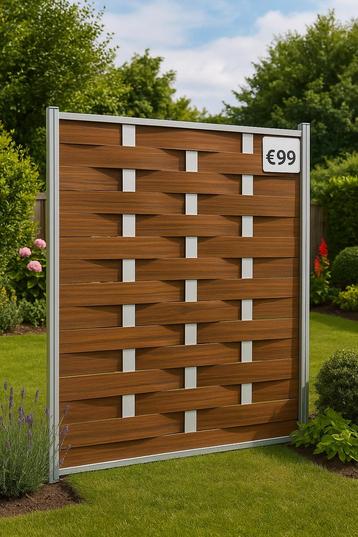 Moderne Composiet Schutting Lamellen Teak 180x180 - OP=OP! beschikbaar voor biedingen