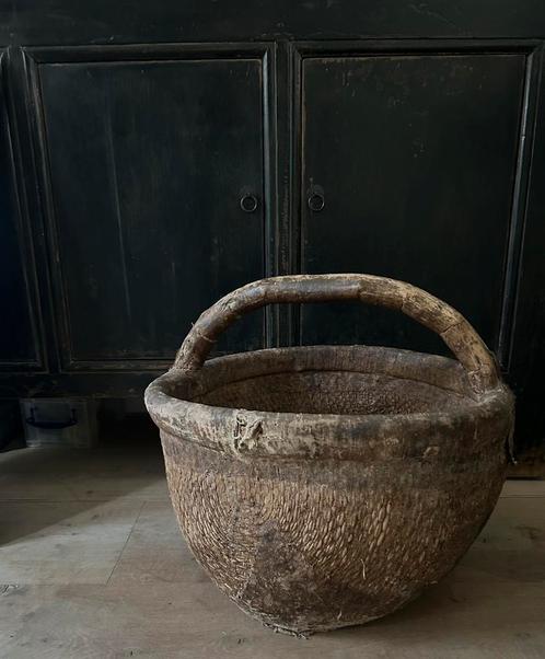 Grote oude sleetse chinese vissersmand voedsel mand oosters, Antiek en Kunst, Curiosa en Brocante, Ophalen