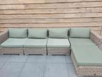 Louncheset 5 delig, Tuin en Terras, Tuinsets en Loungesets, Ophalen of Verzenden, Zo goed als nieuw, Wicker, Hocker