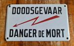 Emaille hoogspanningsbord doodsgevaar, danger de mort, Antiek en Kunst, Antiek | Emaille, Ophalen of Verzenden
