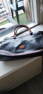 La moda 🌸echt leder tas dk blauw met bruin, Ophalen of Verzenden, Blauw, Overige merken, Leer