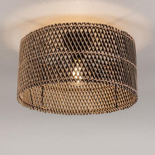 40cm plafondlamp bamboe riet hoekbank bank bed tafel lamp, Huis en Inrichting, Lampen | Hanglampen, Nieuw, Minder dan 50 cm, Metaal