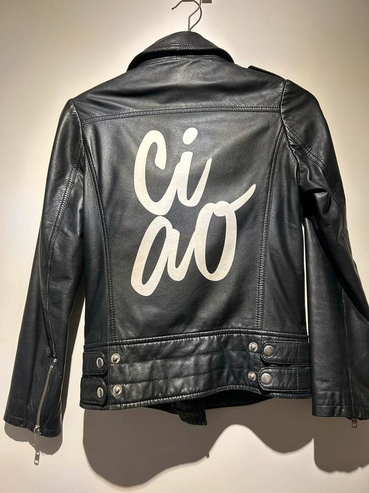 152 Nik&Nik zwart Leren Bikerjack Maat 152, Kleding | Dames, Jassen | Zomer, Gedragen, Maat 34 (XS) of kleiner, Zwart, Ophalen of Verzenden